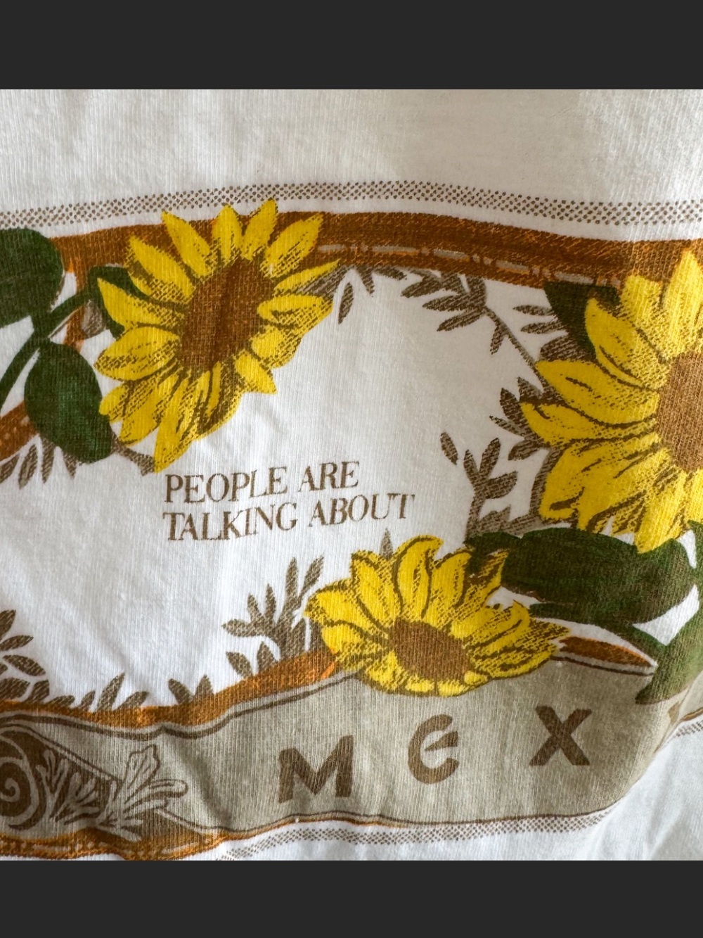 Vtg 90s Mexx Sunflower Mock Neck Crop Tank White 16.5x16 Cottagecore Coquette - Picture 5 of 5